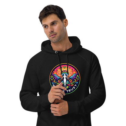 Open Minds, Rooted in Earth Unisex Bio-Raglan-Hoodie